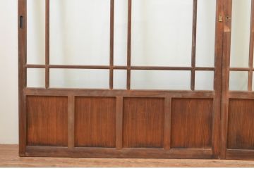 アンティーク建具　レトロな雰囲気が魅力の幅広ガラス戸2枚セット(引き戸)(R-066753)