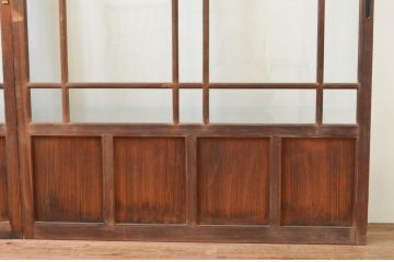 アンティーク建具　レトロな雰囲気が魅力の幅広ガラス戸2枚セット(引き戸)(R-066753)