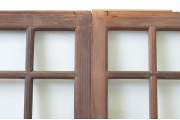 アンティーク建具　レトロな雰囲気が魅力の幅広ガラス戸2枚セット(引き戸)(R-066753)