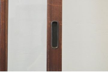 アンティーク建具　レトロな雰囲気が魅力の幅広ガラス戸2枚セット(引き戸)(R-066753)