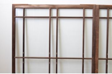 アンティーク建具　レトロな雰囲気が魅力の幅広ガラス戸2枚セット(引き戸)(R-066753)