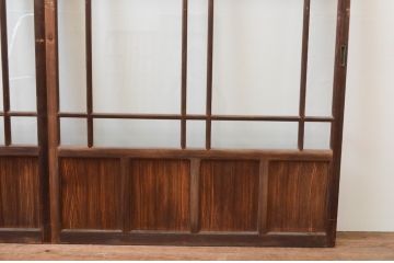 アンティーク建具　レトロな雰囲気が魅力の幅広ガラス戸2枚セット(引き戸)(R-066753)