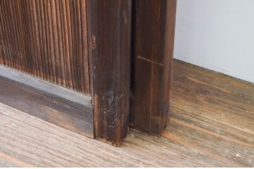 アンティーク建具　レトロな雰囲気が魅力の幅広ガラス戸2枚セット(引き戸)(R-066753)