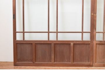 アンティーク建具　大正ロマンな雰囲気が溢れる幅広ガラス戸2枚セット(引き戸)(R-066754)