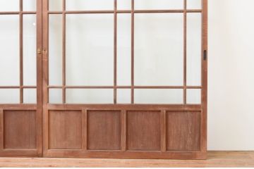 アンティーク建具　大正ロマンな雰囲気が溢れる幅広ガラス戸2枚セット(引き戸)(R-066754)