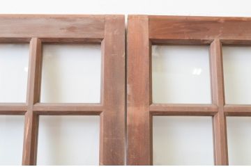 アンティーク建具　大正ロマンな雰囲気が溢れる幅広ガラス戸2枚セット(引き戸)(R-066754)