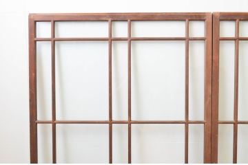 アンティーク建具　大正ロマンな雰囲気が溢れる幅広ガラス戸2枚セット(引き戸)(R-066755)