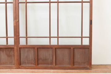 アンティーク建具　大正ロマンな雰囲気が溢れる幅広ガラス戸2枚セット(引き戸)(R-066755)