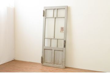 アンティーク建具　ペイント仕上げ限定　大正ロマン　古い洋館で使われいた背の高いドア1枚(扉、ガラスドア)(R-066756)