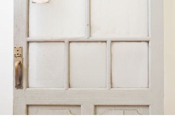 アンティーク建具　ペイント仕上げ限定　大正ロマン　古い洋館で使われいた背の高いドア1枚(扉、ガラスドア)(R-066756)