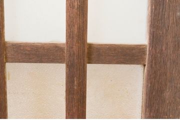 アンティーク建具　腰板欅(ケヤキ)材　和の雰囲気が魅力的な格子入りの玄関戸1枚(引き戸、格子戸、ガラス戸)(R-066757)