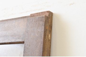 アンティーク建具　腰板欅(ケヤキ)材　和の雰囲気が魅力的な格子入りの玄関戸1枚(引き戸、格子戸、ガラス戸)(R-066757)