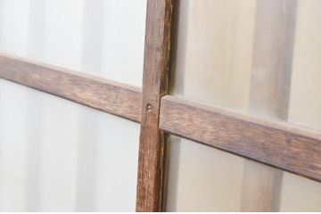 アンティーク建具　腰板欅(ケヤキ)材　和の雰囲気が魅力的な格子入りの玄関戸1枚(引き戸、格子戸、ガラス戸)(R-066757)