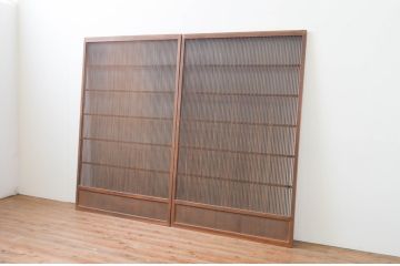 アンティーク建具　和モダンな雰囲気づくりにおすすめな幅広格子戸2枚セット(引き戸)(R-066759)