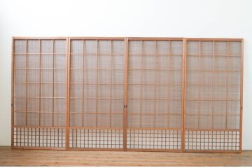 アンティーク建具　涼しげな和の空間作りにおすすめの夏戸4枚セット(簾戸、簀戸、葭戸、夏障子、葦戸)(R-066760)