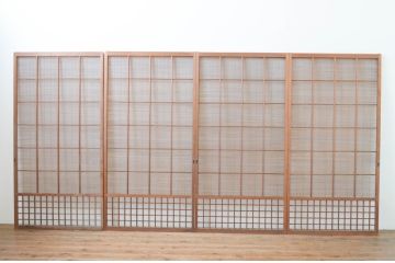 アンティーク建具　涼しげな和の空間作りにおすすめの夏戸4枚セット(簾戸、簀戸、葭戸、夏障子、葦戸)(R-066760)