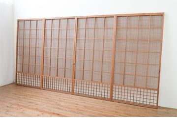 アンティーク建具　涼しげな和の空間作りにおすすめの夏戸4枚セット(簾戸、簀戸、葭戸、夏障子、葦戸)(R-066761)