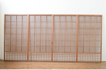 アンティーク建具　涼しげな和の空間作りにおすすめの夏戸4枚セット(簾戸、簀戸、葭戸、夏障子、葦戸)(R-066761)