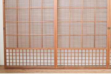 アンティーク建具　涼しげな和の空間作りにおすすめの夏戸4枚セット(簾戸、簀戸、葭戸、夏障子、葦戸)(R-066761)