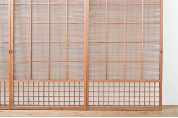 アンティーク建具　涼しげな和の空間作りにおすすめの夏戸4枚セット(簾戸、簀戸、葭戸、夏障子、葦戸)(R-066761)