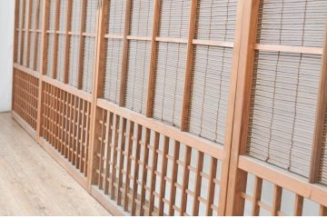 アンティーク建具　涼しげな和の空間作りにおすすめの夏戸4枚セット(簾戸、簀戸、葭戸、夏障子、葦戸)(R-066761)