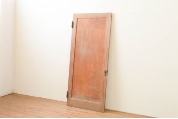 アンティーク建具　シンプルで味わい深い木製ドア1枚(木製扉)(R-066763)