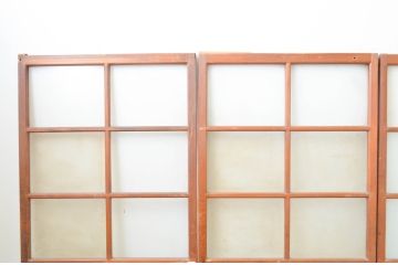 アンティーク建具　木の温かみが感じられる昭和レトロなガラス戸4枚セット(引き戸)(R-066764)