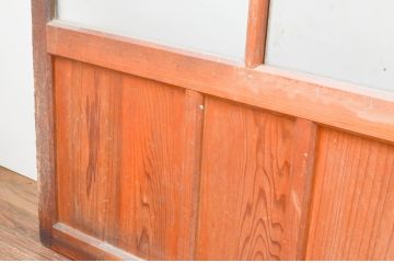 アンティーク建具　木の温かみが感じられる昭和レトロなガラス戸4枚セット(引き戸)(R-066764)