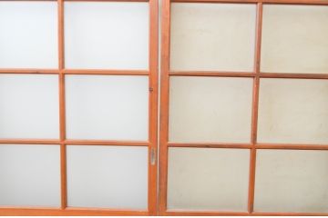 アンティーク建具　木の温かみが感じられる昭和レトロなガラス戸4枚セット(引き戸)(R-066764)