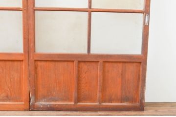 アンティーク建具　木の温かみが感じられる昭和レトロなガラス戸4枚セット(引き戸)(R-066764)