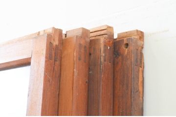 アンティーク建具　木の温かみが感じられる昭和レトロなガラス戸4枚セット(引き戸)(R-066764)