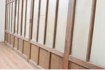 アンティーク建具　大正ロマンな趣を感じるガラス戸4枚セット(引き戸)(R-066765)