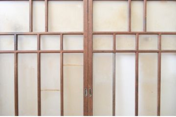アンティーク建具　大正ロマンな趣を感じるガラス戸4枚セット(引き戸)(R-066765)