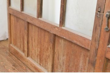 アンティーク建具　大正ロマンな趣を感じるガラス戸4枚セット(引き戸)(R-066765)