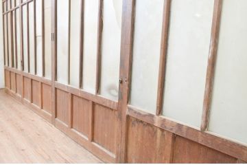アンティーク建具　大正ロマンな趣を感じるガラス戸4枚セット(引き戸)(R-066765)