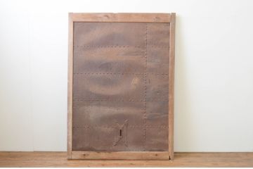 アンティーク建具　重厚で味わい深い鉄板張りの蔵戸1枚(鉄扉、玄関戸、引き戸)(R-066766)