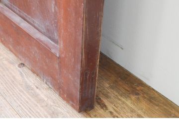 アンティーク建具　上手物!!上質な造りで深みある色合いが魅力的な総欅(ケヤキ)材のマス目(升目)格子蔵戸1枚(きつね格子、狐格子、格子戸、引き戸、玄関戸)(R-066770)