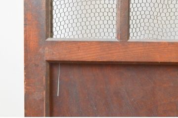 アンティーク建具　総欅(ケヤキ)材　腰板玉杢　落ち着いた和の雰囲気におすすめ!マス目(升目)の格子蔵戸1枚(きつね格子、狐格子、格子戸、引き戸、玄関戸)(R-066772)