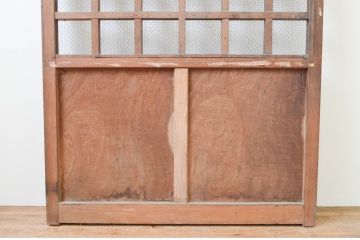 アンティーク建具　総欅(ケヤキ)材　腰板玉杢　落ち着いた和の雰囲気におすすめ!マス目(升目)の格子蔵戸1枚(きつね格子、狐格子、格子戸、引き戸、玄関戸)(R-066772)