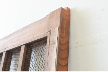 アンティーク建具　総欅(ケヤキ)材　腰板玉杢　落ち着いた和の雰囲気におすすめ!マス目(升目)の格子蔵戸1枚(きつね格子、狐格子、格子戸、引き戸、玄関戸)(R-066772)