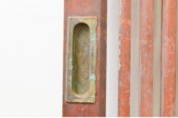 アンティーク建具　桜材　欅(ケヤキ)材　堂々とした存在感のある格子蔵戸1枚(格子戸、玄関戸、引き戸)(R-066773)