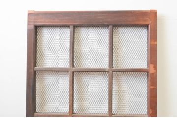 アンティーク建具　腰板欅(ケヤキ)材　味わい深さが魅力!　マス目(升目)の格子蔵戸1枚(きつね格子、狐格子、格子戸、玄関戸、引き戸)(R-066774)