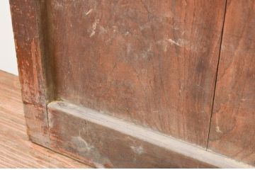 アンティーク建具　総欅(ケヤキ)材　時代の流れを感じさせるマス目(升目)の格子蔵戸1枚(きつね格子、狐格子、格子戸、玄関戸、引き戸)(R-066776)