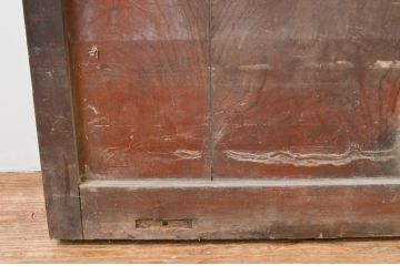 アンティーク建具　総欅(ケヤキ)材　時代の流れを感じさせるマス目(升目)の格子蔵戸1枚(きつね格子、狐格子、格子戸、玄関戸、引き戸)(R-066776)