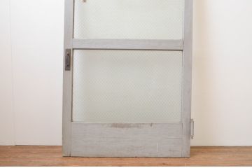 アンティーク建具　ペイント仕上げ限定　レトロな雰囲気づくりにおすすめ!ワイヤーメッシュ入りの大きなガラス扉1枚(ドア、木製扉)(R-066780)