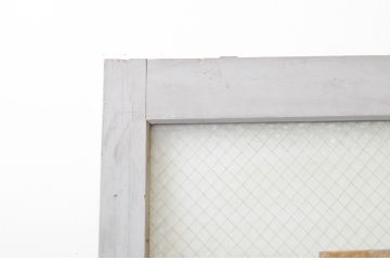 アンティーク建具　ペイント仕上げ限定　レトロな雰囲気づくりにおすすめ!ワイヤーメッシュ入りの大きなガラス扉1枚(ドア、木製扉)(R-066780)