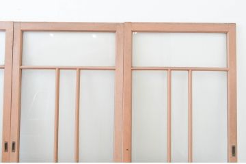アンティーク建具　ペイント仕上げ限定　上質な空間づくりにおすすめ!古いナラ材の店舗用ガラス戸4枚セット(引き戸)(R-066785)