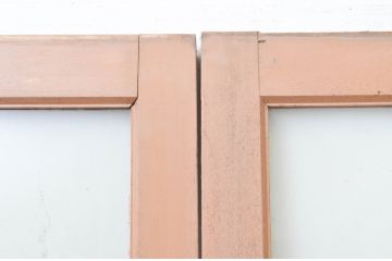 アンティーク建具　ペイント仕上げ限定　上質な空間づくりにおすすめ!古いナラ材の店舗用ガラス戸4枚セット(引き戸)(R-066785)