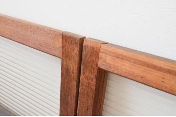 アンティーク建具　モールガラス入り　シンプルなデザインでお部屋に合わせやすいガラス窓2枚セット(ガラス戸、引き戸)(R-066789)