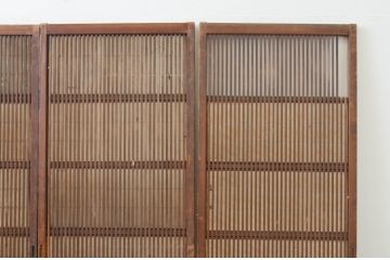 アンティーク建具　和の趣溢れる裏障子付きの幅狭格子戸4枚セット(障子戸、引き戸)(R-066790)